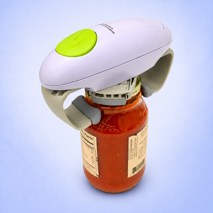 Loso automatische potopener op een pot tomatensaus